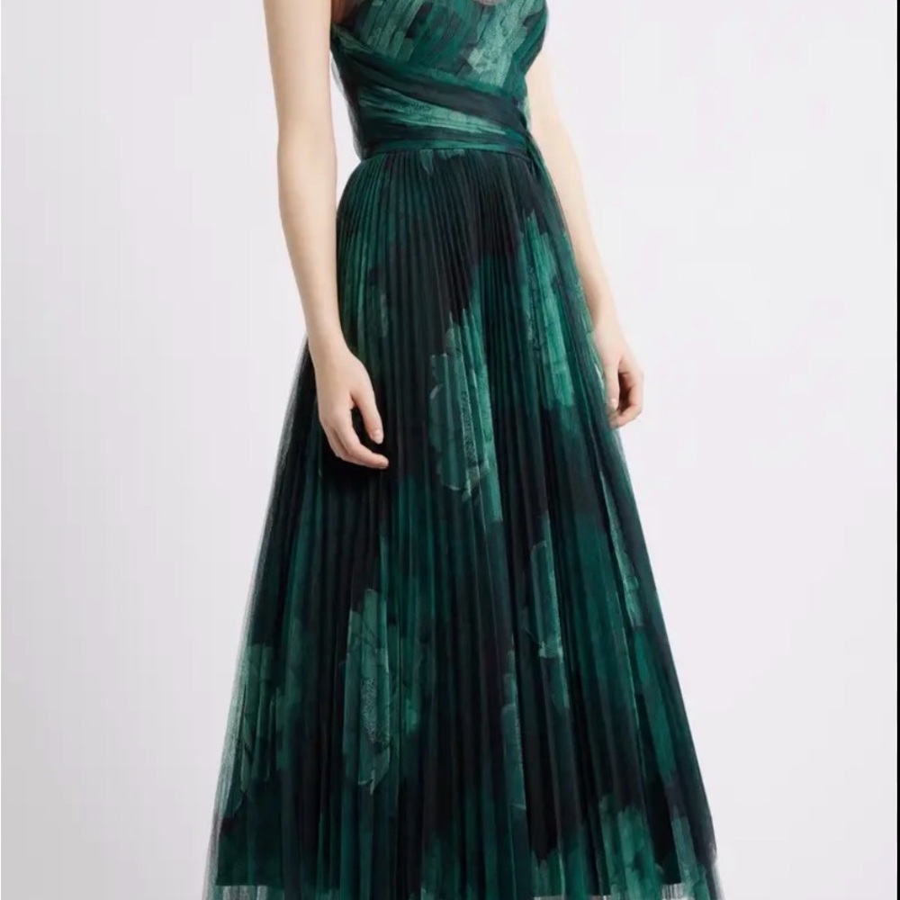 Hutch Deep Green Pleated Maxi Gown